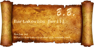 Bartakovics Berill névjegykártya